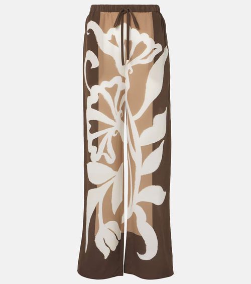 Portia printed silk satin wide-leg pants