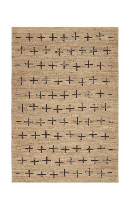 Jute Cross by ; Flatweave Area Rug in Black; Size 2.5' X 16'