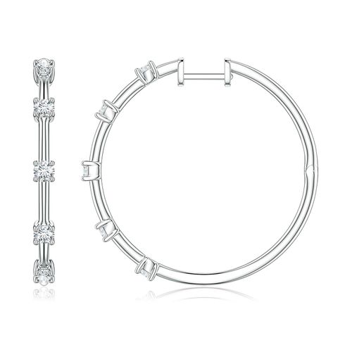 Angara 0.69 CTW Round Lab-Grown Diamond Five-Stone Station Hoop Earrings in 14K White Gold