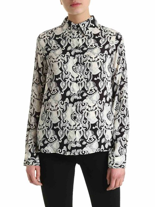 Viscose and silk shirt in black and white