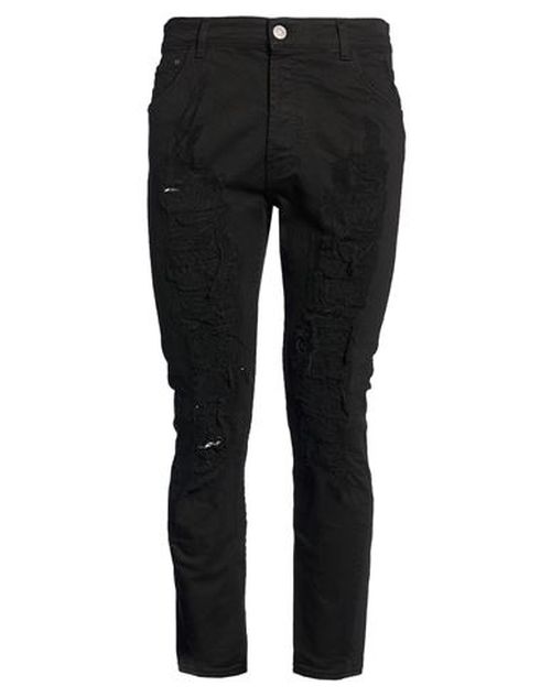 Man Jeans Black Size 34 Cotton, Elastane