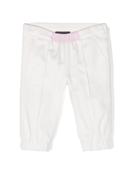 Greca-waistband tapered trousers - White