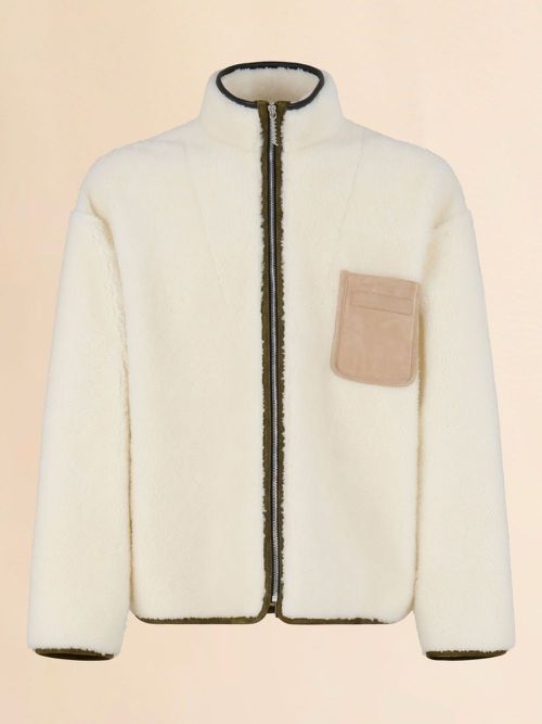 Zip-up fleece bomber jacket - White