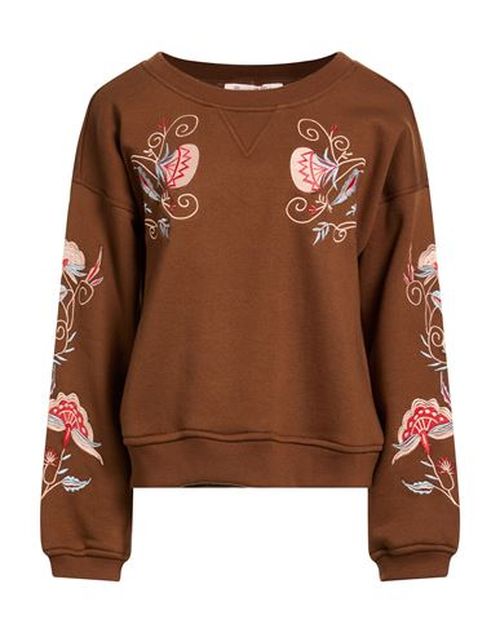 Woman Sweatshirt Brown Size L Cotton