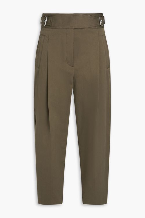 Cropped cotton tapered pants - Green - US 2
