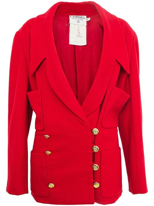 1990s double-breasted coat - Red