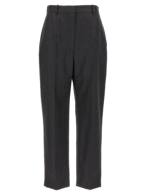 Pinstripe Wool Trousers — Gray