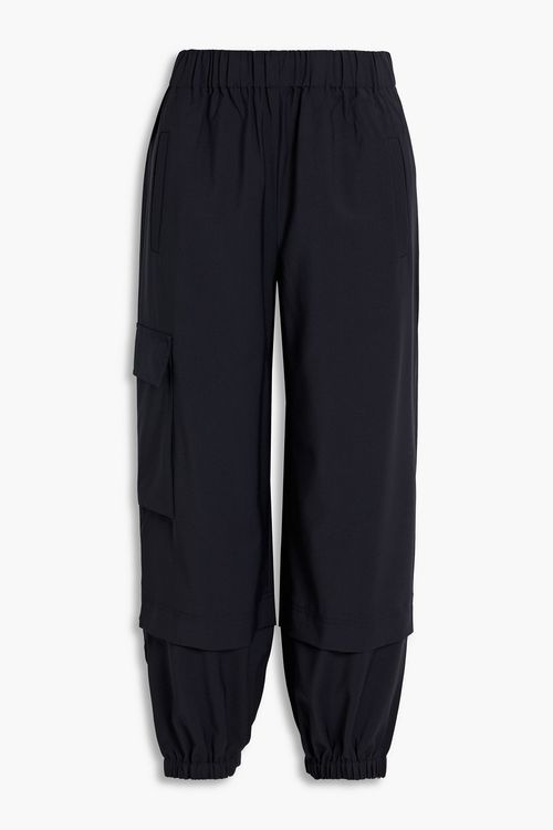 Cropped crepe cargo pants - Blue - XXS
