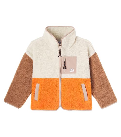 Colorblocked logo teddy jacket