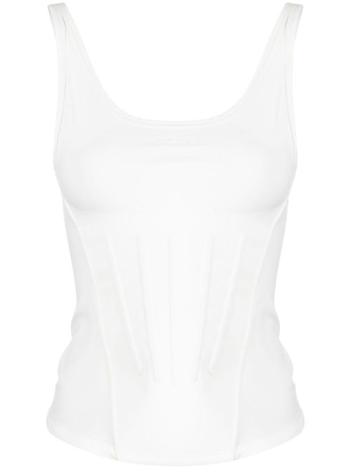 Logo-embossed corset tank top - White