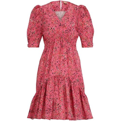 Boss Womens Dizziano V-Neck Short Sleeve Mini Dress in Open Misc - Pink
