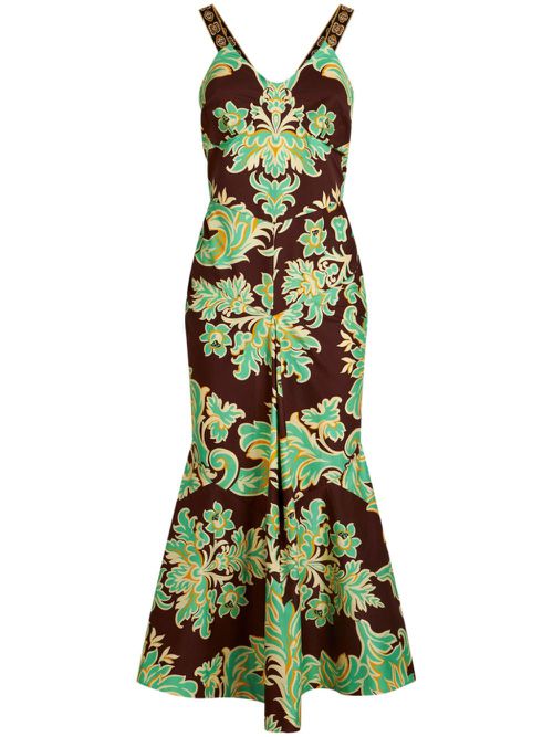 Paisley-print sleeveless midi dress - Brown