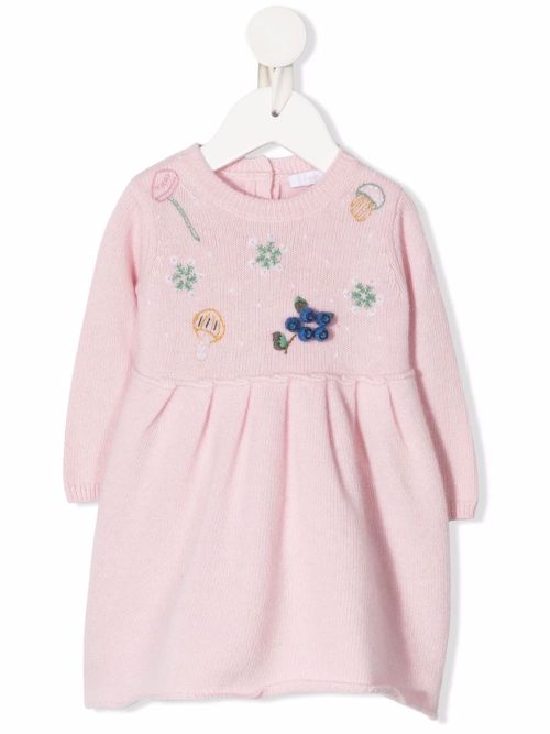 Knitted long-sleeve dress - Pink