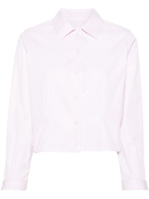 Striped poplin cropped shirt - Pink