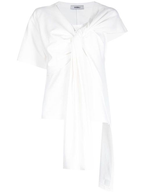 Asymmetric knot-detail T-Shirt - White