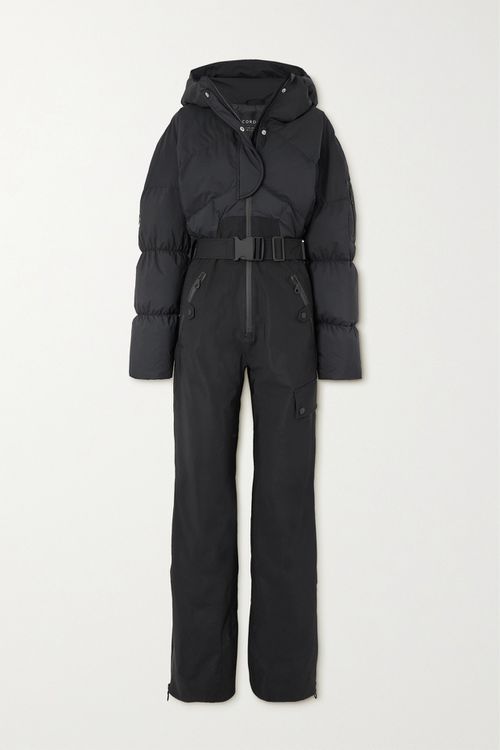 Sommet Hooded Belted Padded Ski Suit - Black