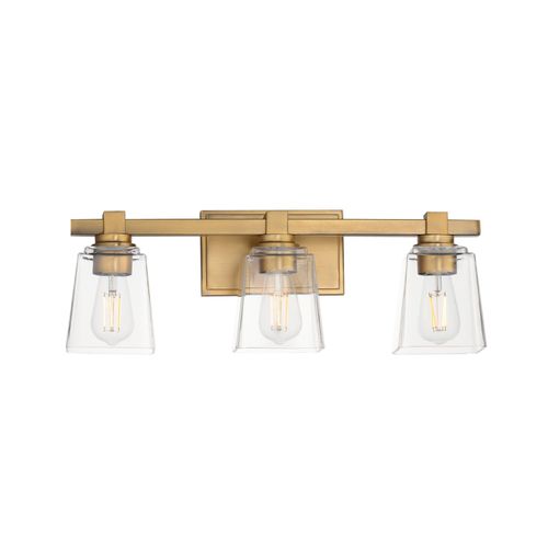 Natural Aged Brass Three Light Bath Vanity from the Cubos Collection
