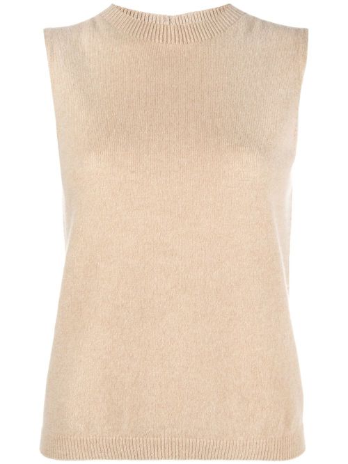 Vanisè round neck sleeveless cashmere sweater - Neutrals