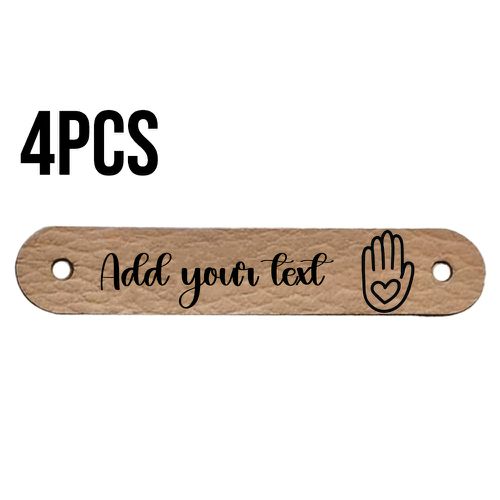 TEMU 4-pack Custom Engraved Leather Labels With Rivets, 2. Double-sided Print Handcraft Tags For Knitting & Crochet, Diy Artist Leather Labe