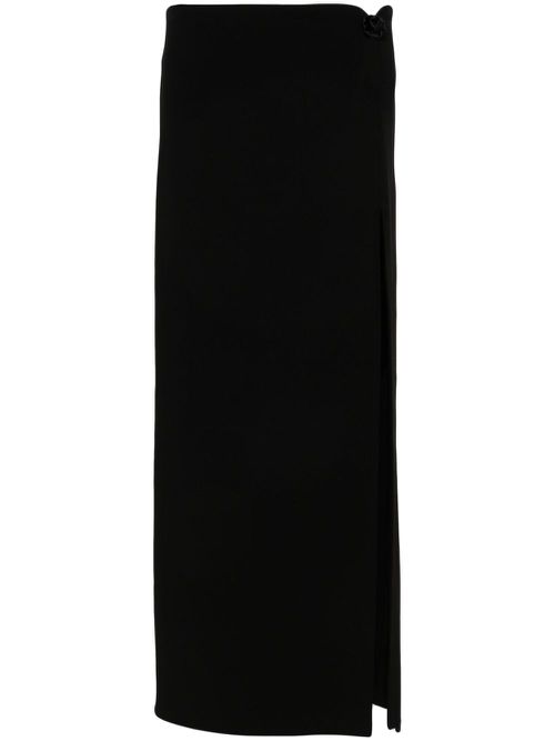 Floral-appliqué wool-blend skirt - Black