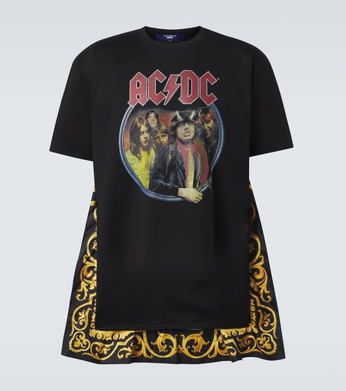 AC/DC printed caped cotton jersey T-shirt