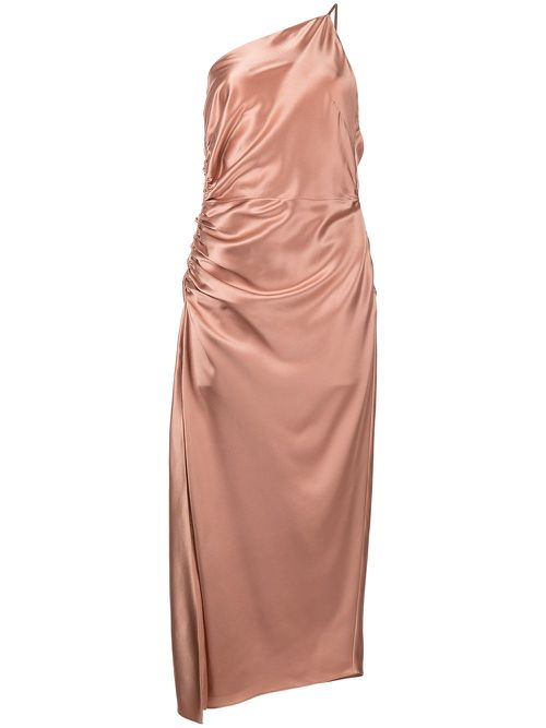 Gathered-detail silk dress - Neutrals