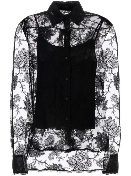 Floral-lace shirt - Black