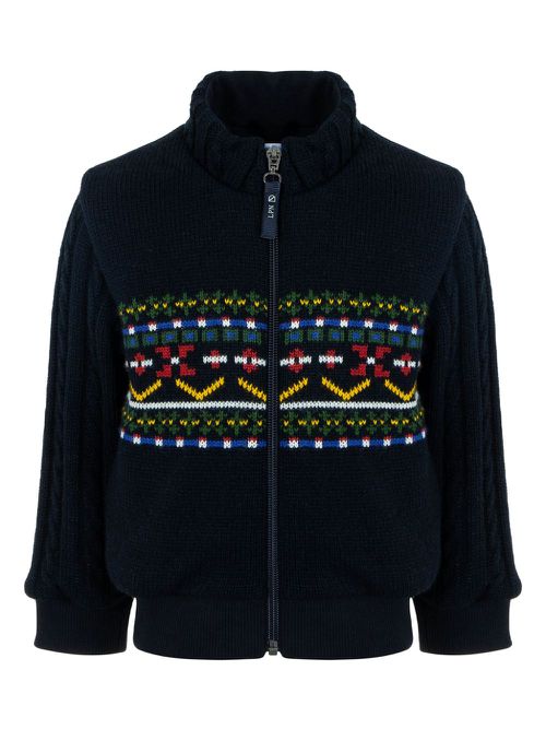 Embroidered-design wool jacket - Blue