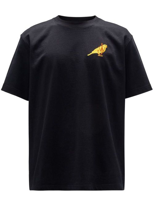 Anchor logo-embroidered T-shirt - Black