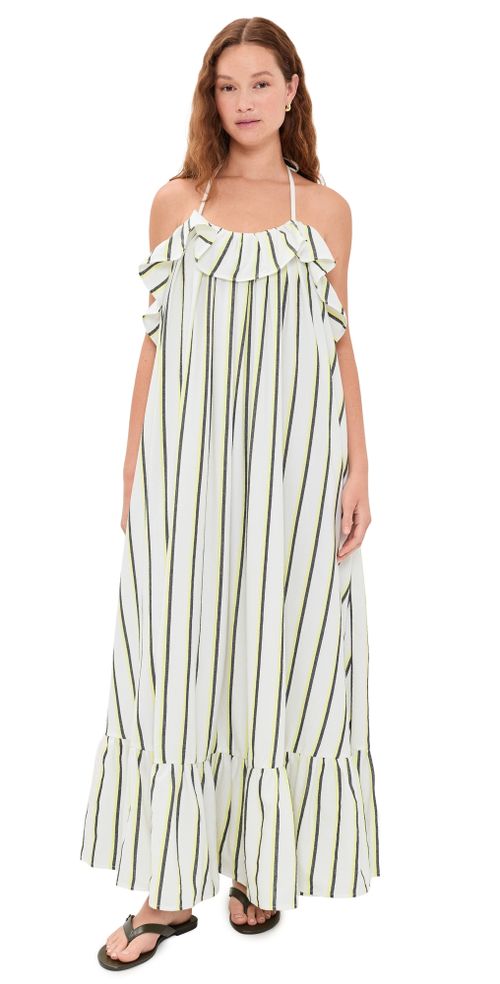 The Ruffled Midi Dress Stripe