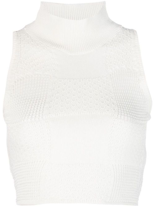 X Daniëlle Cathari high-neck knitted cropped top - White