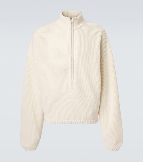 Wool, linen, and cotton half-zip sweater