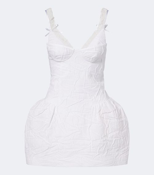 Crinkled cotton-blend minidress