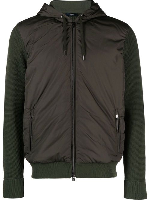 Panelled zipped hooded jacket - Green