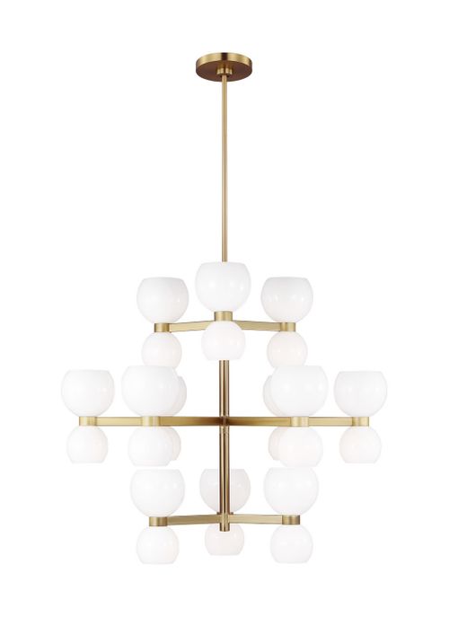 Visual Comfort Studio Londyn 24-Light Chandelier in Burnished Brass With Milk White Glass by Kate Spade New York