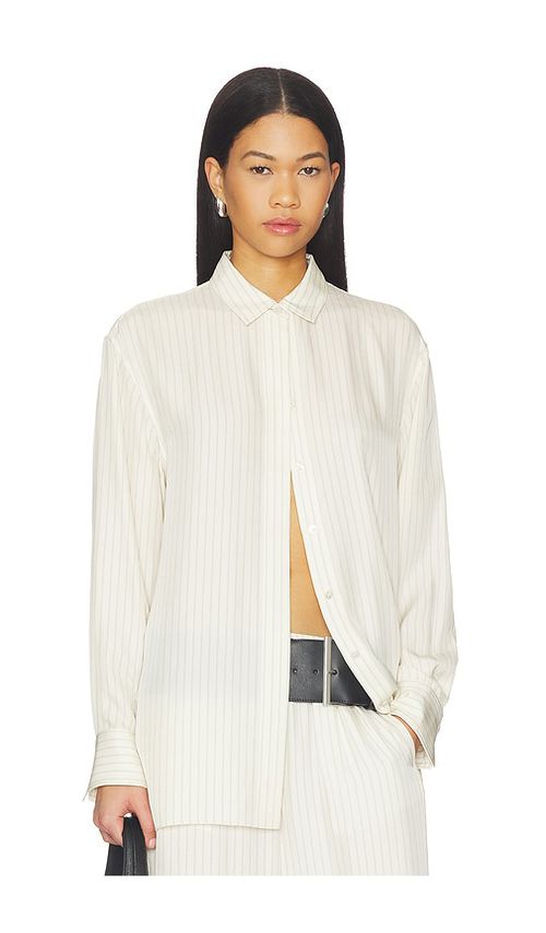 Theory Hi Low Flou Shirt in Cream. - S also in XS, M