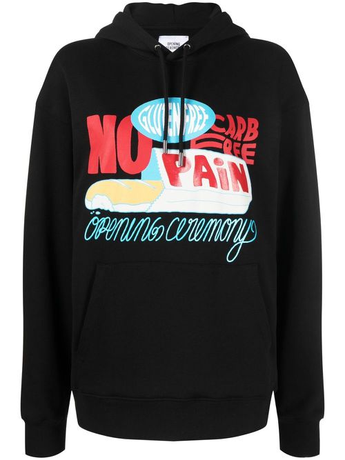 Graphic-print hoodie - Black