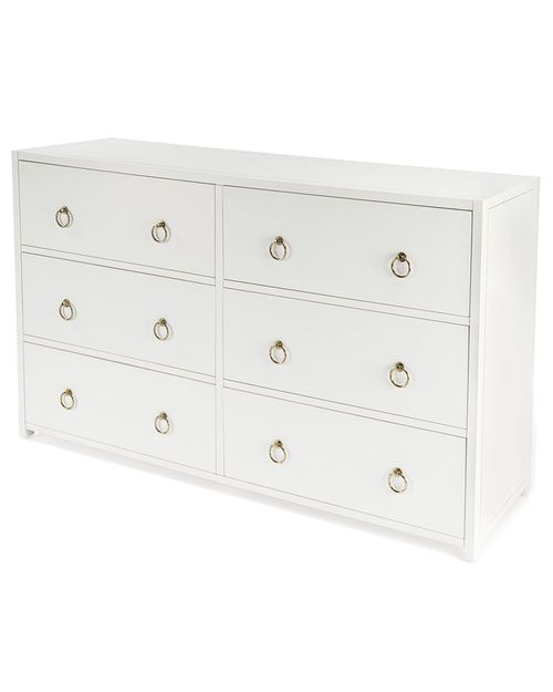 Lark 6 Drawer White Dresser