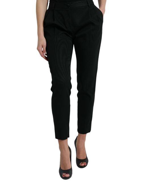 Virgin Wool High-Waist Tapered Trousers — Black