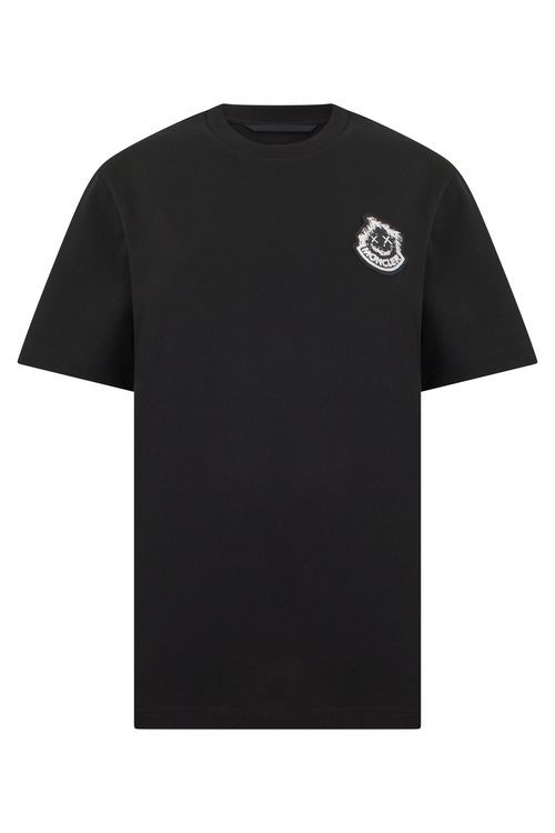 Embroidered Logo Cotton T-Shirt — Black