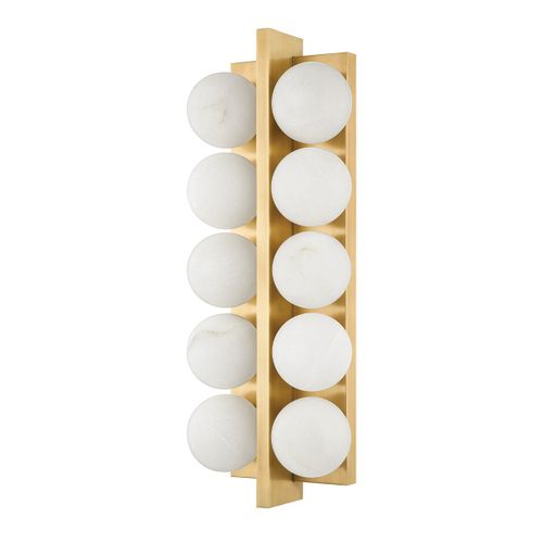 Vintage Brass Ten Light Wall Sconce from the Emille Collection