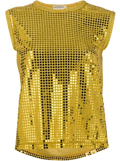 2000s golden dots top - Yellow