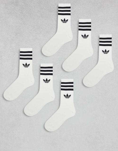 Adicolor Trefoil 6 pack crew socks in white