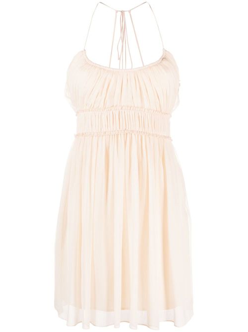 Plissé-effect midi dress - Neutrals