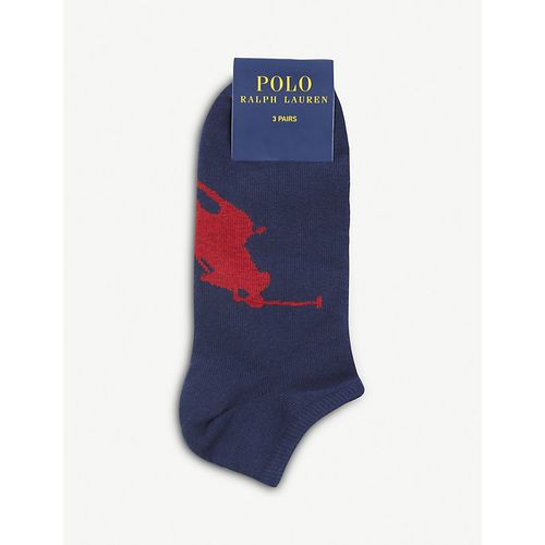 Mens Navy Big Pony Trainer Socks Pack of Three 