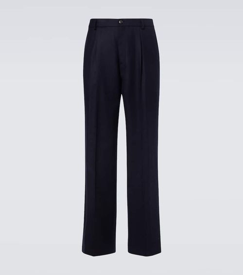 Wool flannel wide-leg pants