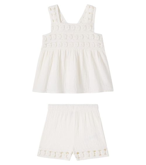 Nouki crochet cotton top and shorts
