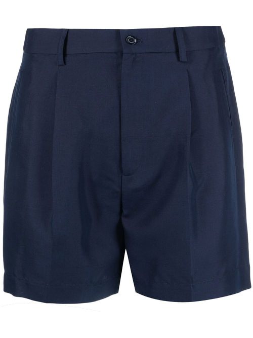 Pleated silk shorts - Blue