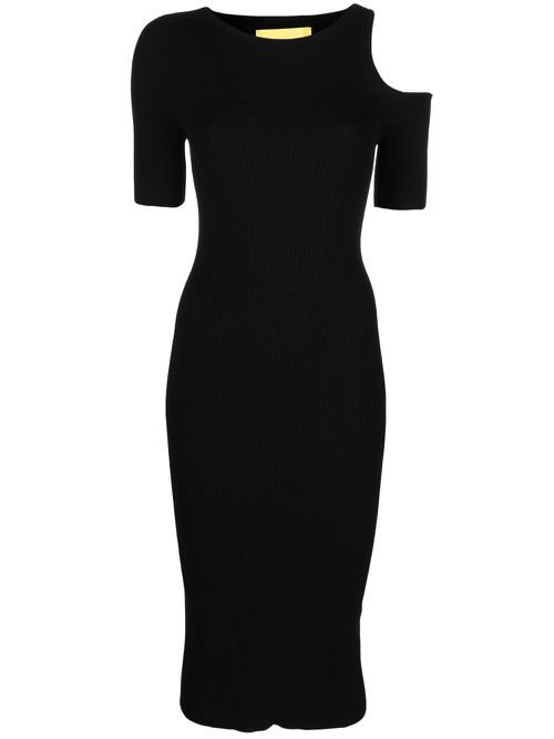 Cut-out ribbed midi dress - Black