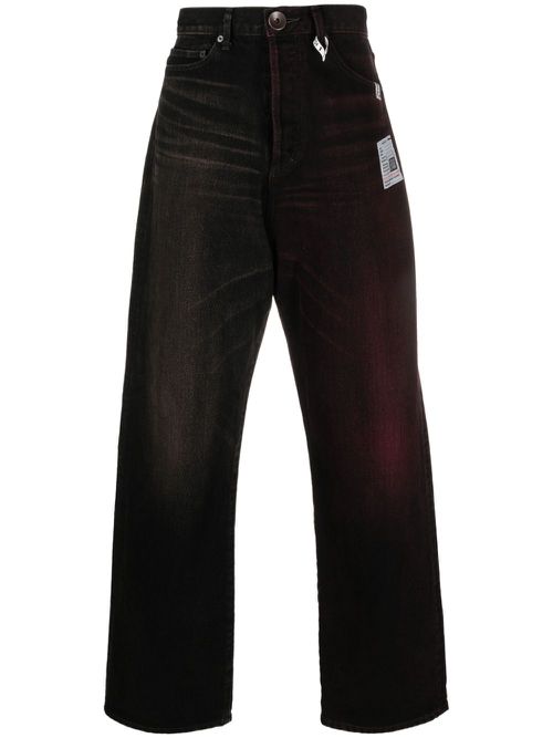 W-Combined straight-leg jeans - Black